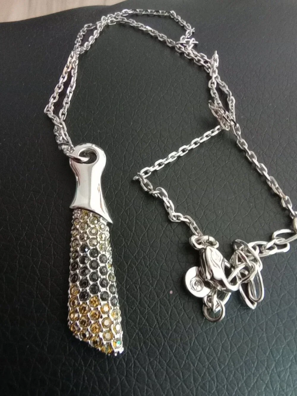 Swarovski crystal ombre effect drop pendant, sterling silver, pave set signed